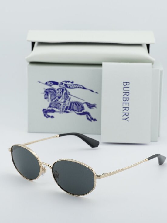 Burberry BE3169 110987 Oval Sunglasses - Gold/Grey